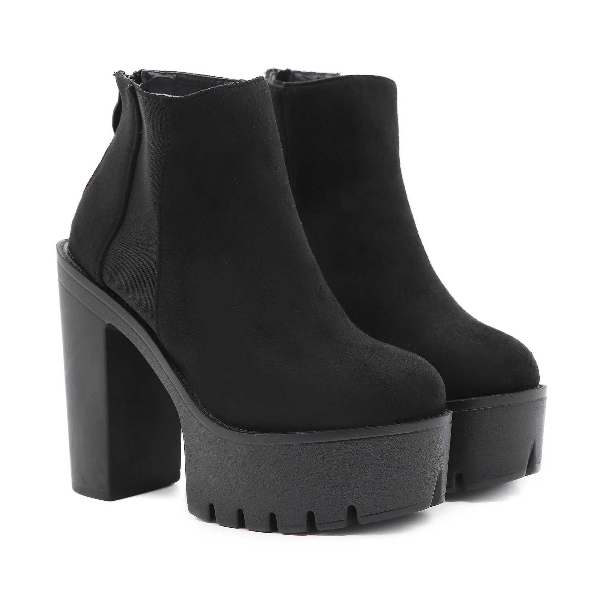 Autumn Fashion sexy round toe female boots Ankel Boots Women High heels Platform Shoes Wedges High Heels Black Women Boots image 5