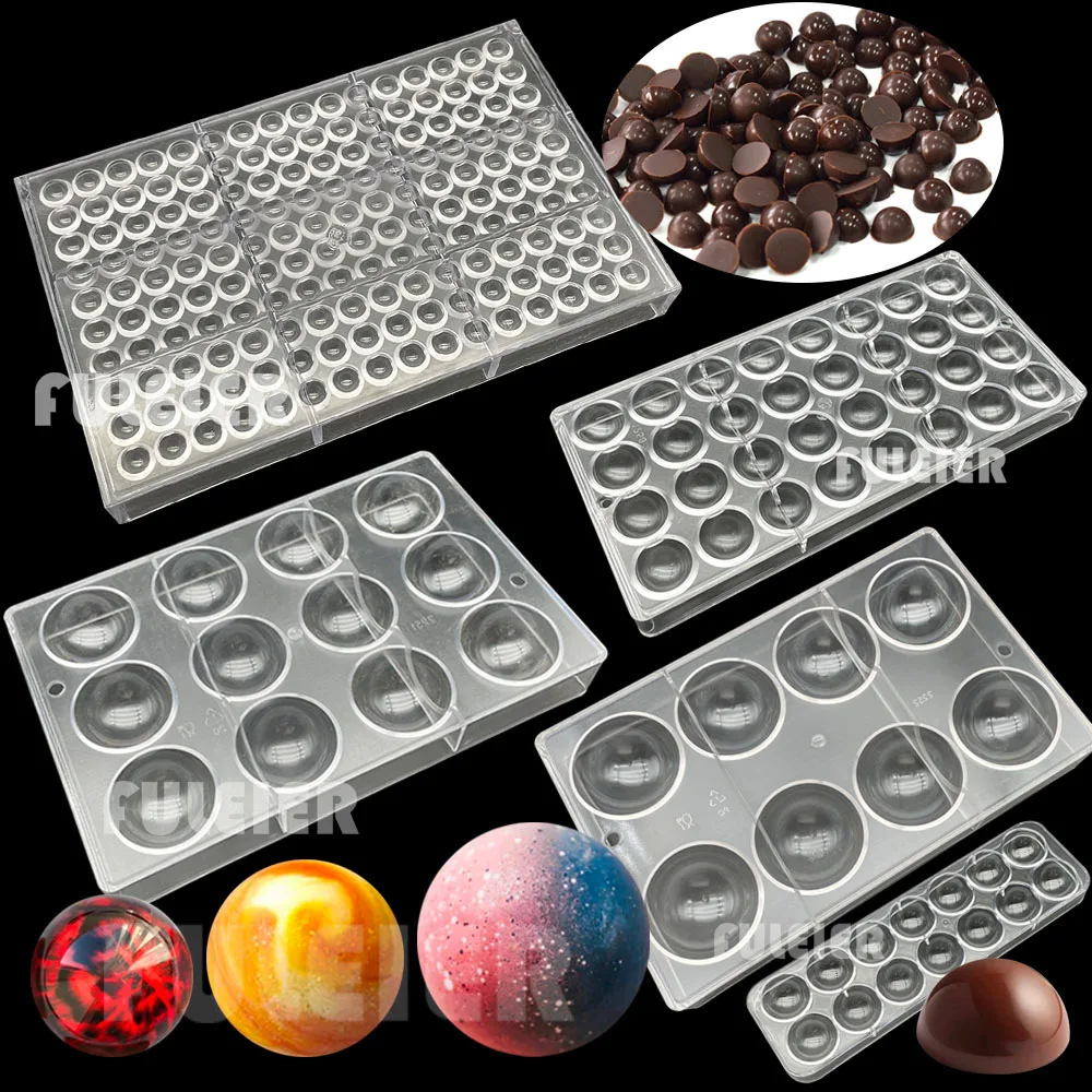 3D Half Ball Polycarbonate Chocolate Mold For Baking Cake Spherical Candy Mold Confectionery Tool Bakeware Maker Mold