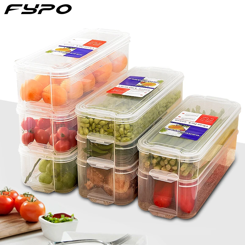 Plastic Storage Bins Fresh Keeping Refrigerator Storage Box Food Containers for Kitchen Fridge Cabinet Freezer Desk Organizer