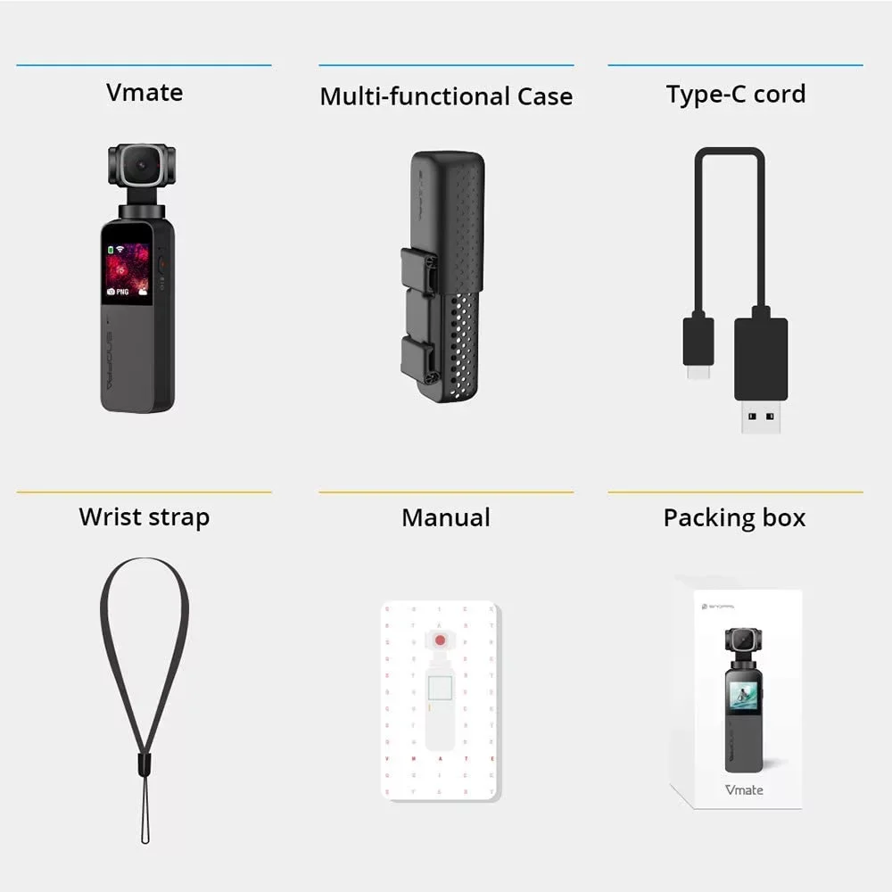 سنوبا Vmate 3-محور استقرار Vlog جيب النخيل الحجم يده كاميرا ذات محورين جيب كاميرا ل Vlog فيديو يوتيوب كاميرا ذكية