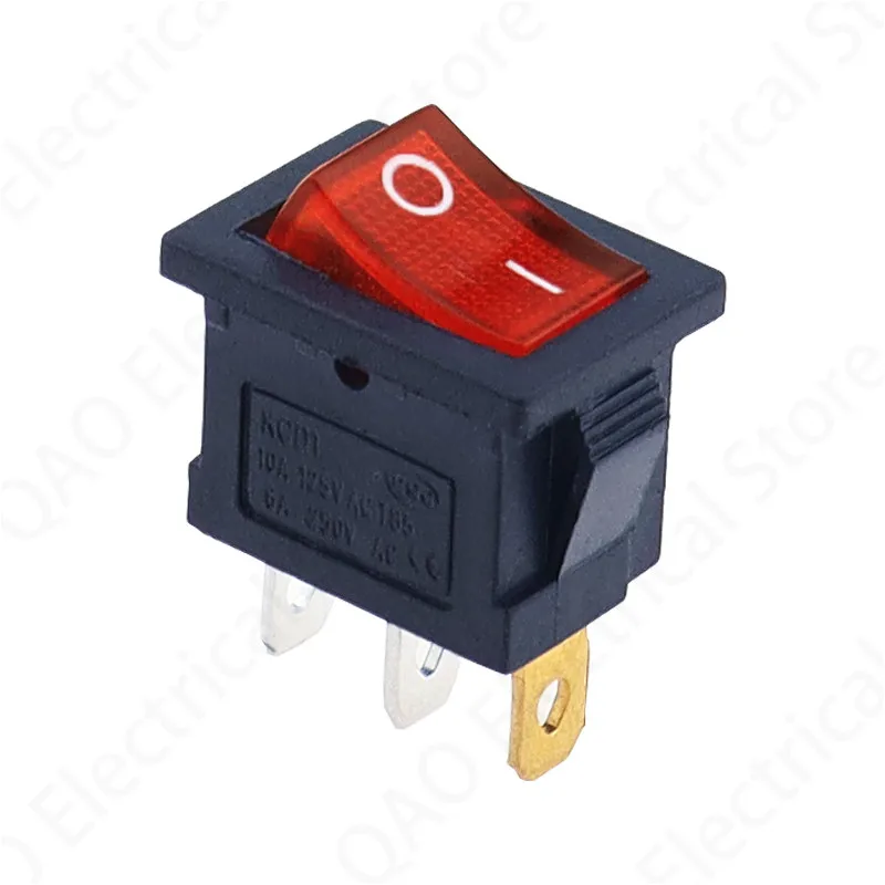 

5pcs 3Pin Red illuminated LED Rectangle Rocker Switch Car Dash Automotive 6A 250V/10A 125V