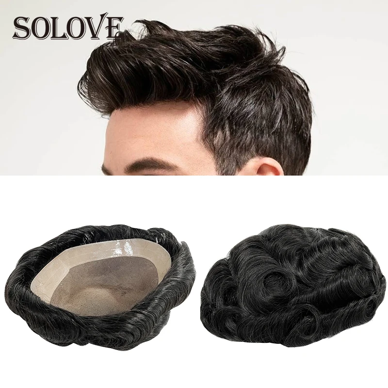 

Men's Toupee 8x10 inches mono+npu base Hair Replacement System 100% India Human Hairpieces Wig For Men