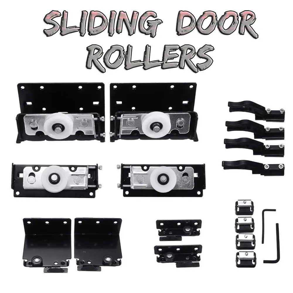 

Set Sliding Door Rollers Wardrobe Nylon Pulley Hanging Wheel Cabinet Slide Black