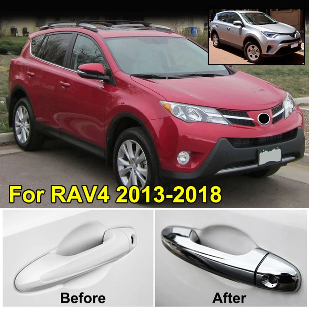 Chrome Car Door Handle Cover Trim Sticker Car Styling Auto Accessories For Toyota RAV4 RAV 4 xa40 2013 2014 2015 2016 2017 2018