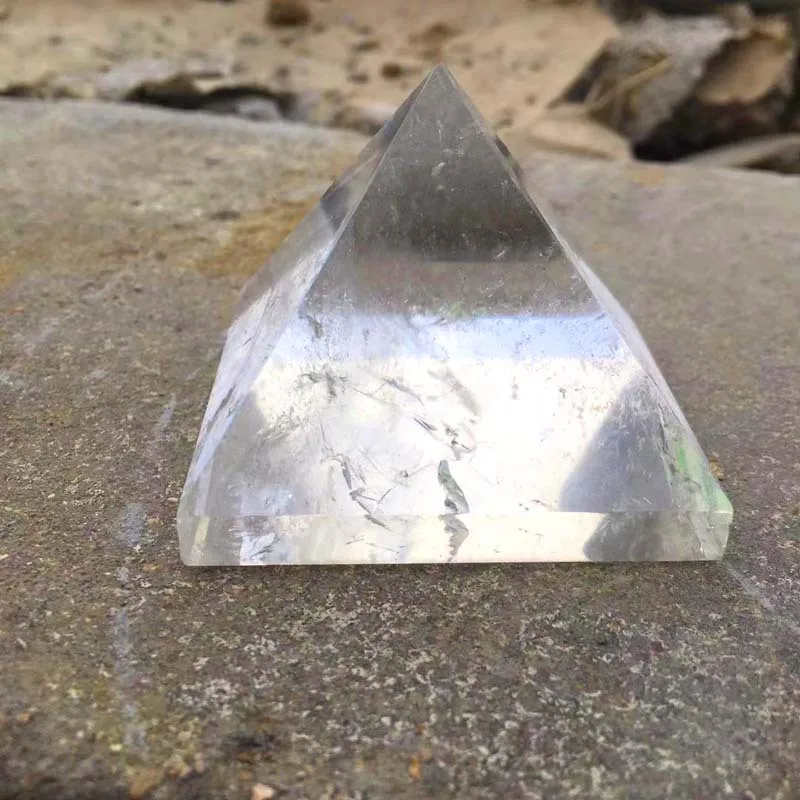 

Natural Transparent Quartz Crystal Pyramid Clear Reiki Healing Natural white crystal Pyramid raw stone polishing