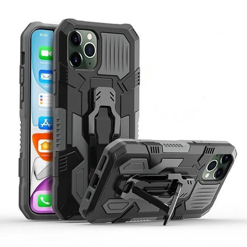 Rugged Hybrid Armor Magnetic Bracket Case For iPhone 14 13 Pro 12 11 XS MAX XR 7 8 Plus SE 2020 With Belt Clip Shockproof Cover