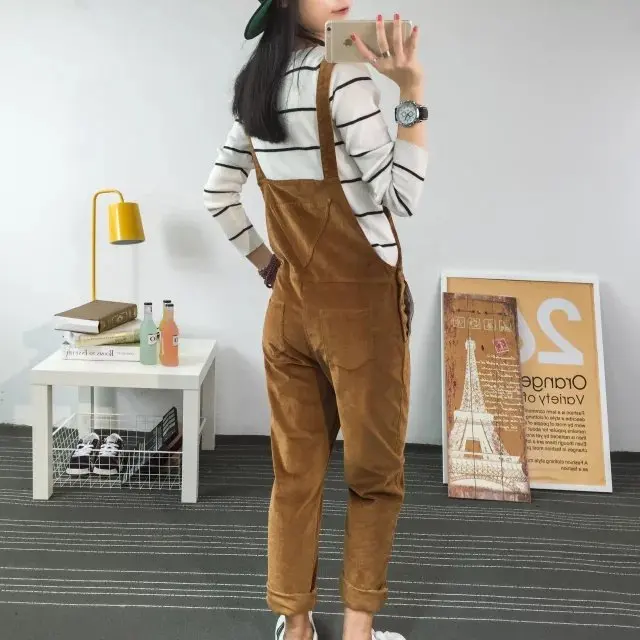 Spring Jumpsuits Women 2023 Slim-type Corduroy Overalls Female Mori girl Solid color Pants Cute Casual Jumpsuits Pants Autumn