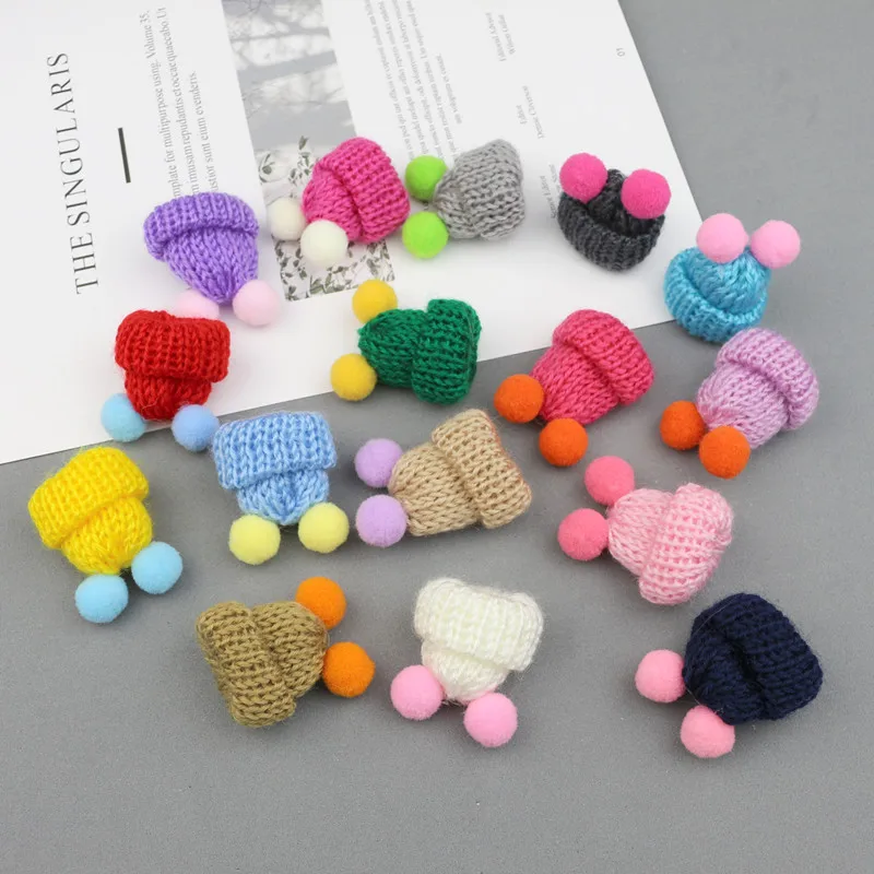 30 pz lavoro a maglia Mini Pompon cappelli fai da te artigianato arte forniture copricapo accessori per capelli spilla uncinetto giocattoli gioielli