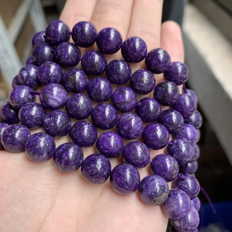 AA Natural Stone Beads Genuine Charoite Stone Round Loose Beads For Jewelry Making Bracelet Necklace 15'' Strand 6mm 8mm 10mm