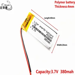 Liter energy battery 042040P 3.7V 402040P 380MAH lithium polymer battery MP4 MP3 point reading pen flash shoes luminous shoes