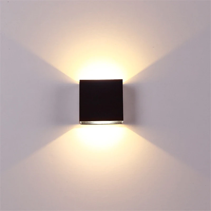 Lámpara LED de pared de aluminio, luz cuadrada, proyecto de riel, 6W, 12W, cabecera, habitación, dormitorio, arte