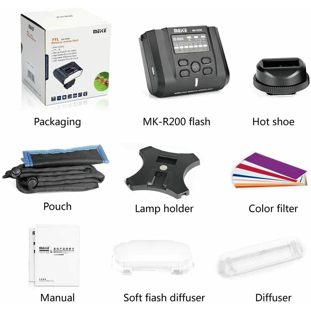 Meike MK-R200 2,4 GHz Wireless Remote Flash für Nikon Digital SLR Kameras Flash Diffusor