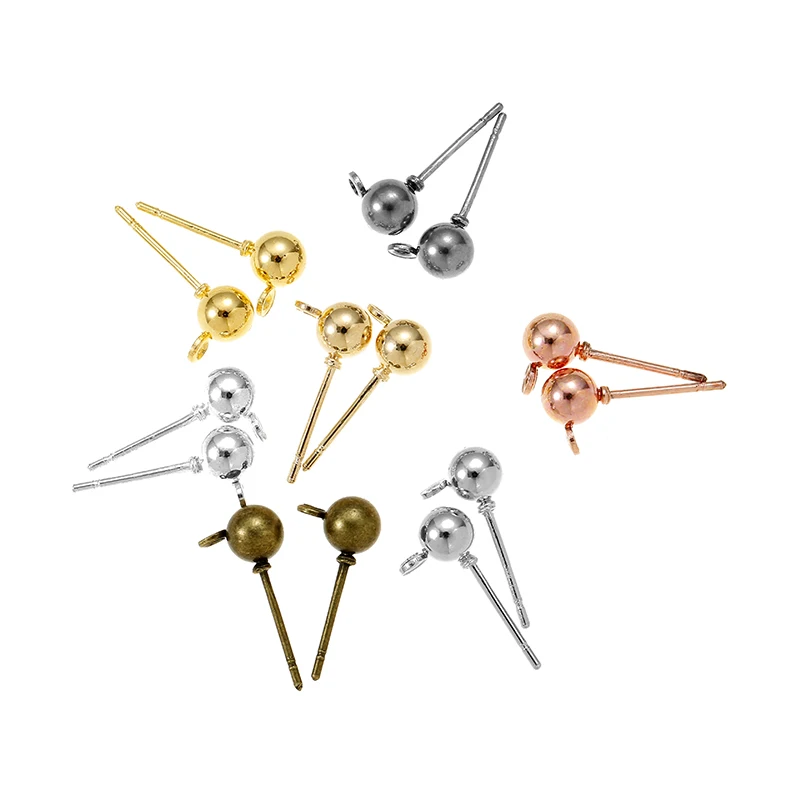 

40pcs 3/4/5mm 6 Colors Pin Findings Stud Earring Basic Pins Stoppers Connector For DIY Jewelry Making Accessories Supplies