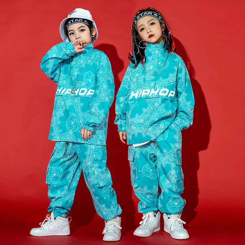 

Kids Hip Hop Dance Costumes Long Sleeved Crop Tops Loose Pants Suit Children Jazz Performance Costumes Street Dance Wear DQS8448