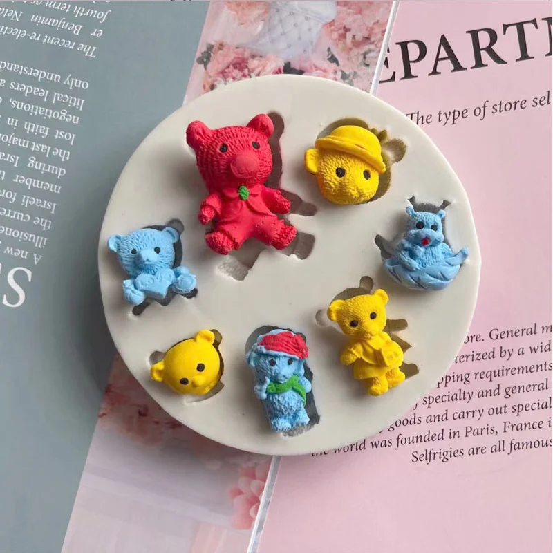 Various bear silicone mold bows bear face pillows silicone DIY sugar turning mold  cake chocolate plaster mold