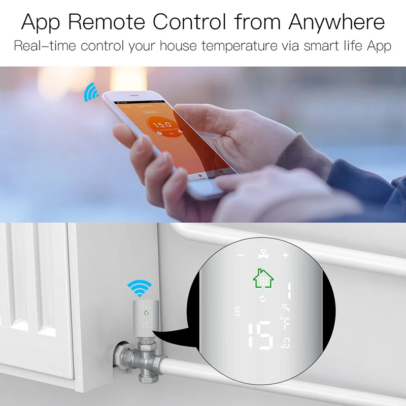 صمام ترموستاتي ذكي من تويا زيجبي TRV مزود بمستشعر درجة حرارة مهايئ RAV RAVL ، أليكسا جوجل زيجبي2mqtt Samrt Life