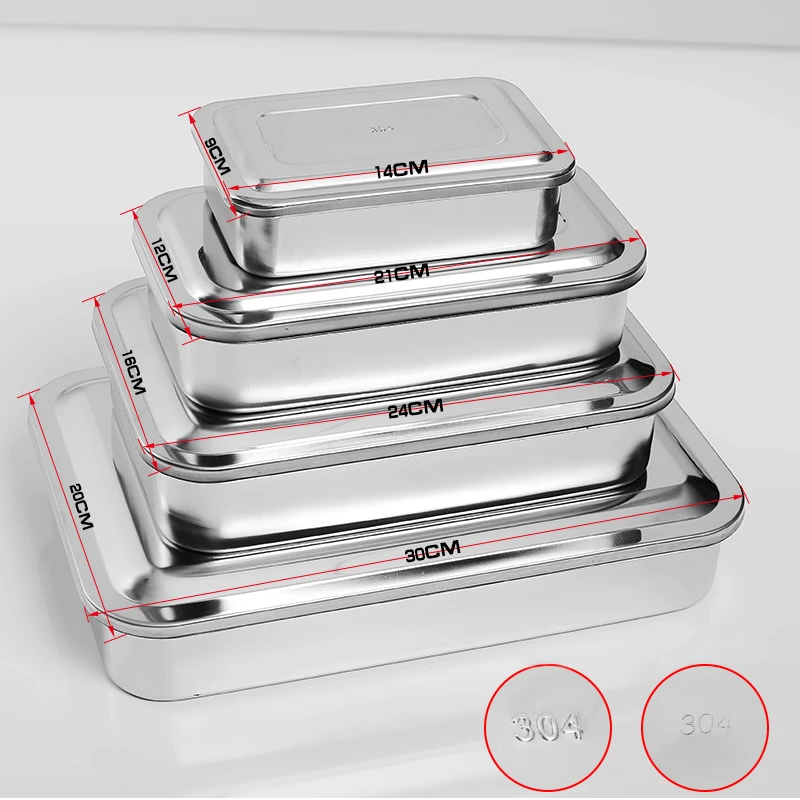 Dental Sterilization tray 304 thick Stainless steel square plate without hole cover surgical instruments