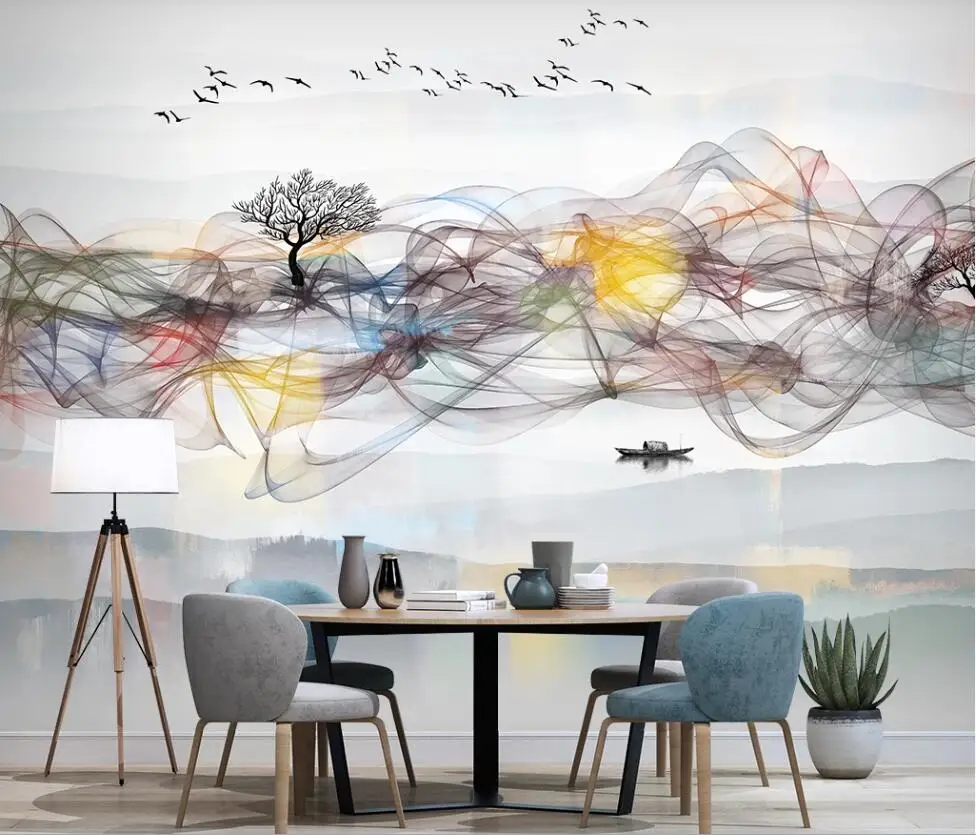 Xuesu Custom Behang Wandbekleding Nieuwe Chinese Stijl Abstracte Inkt Rook Tv Achtergrond Muur