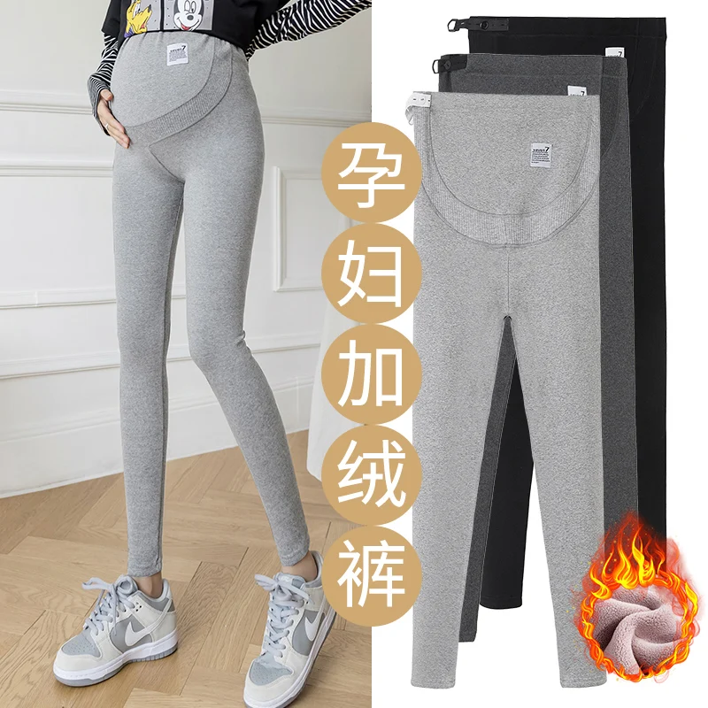 

Pregnant women leggings with velvet thickening outside winter wear trousers to keep warm trousers new winter clothing