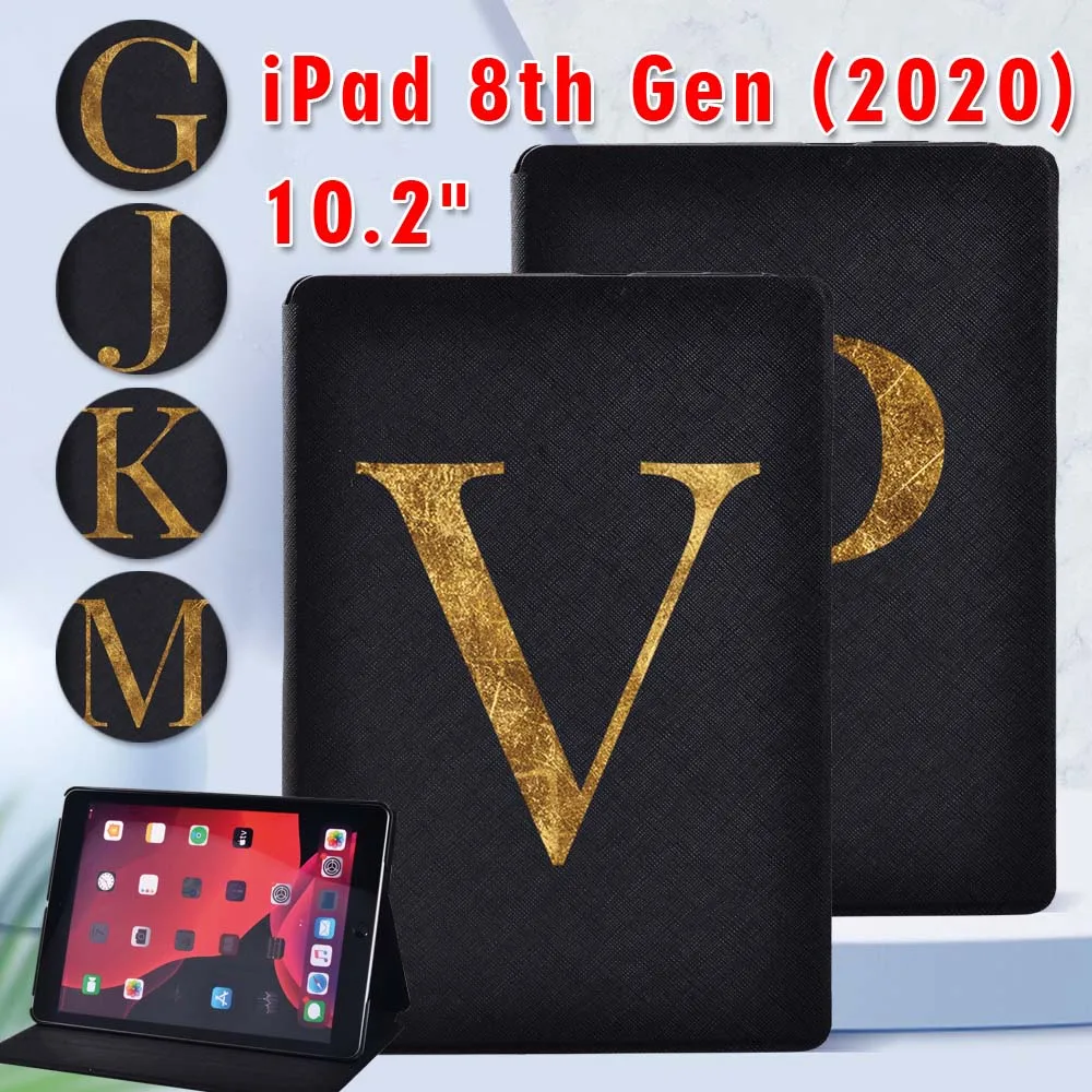 

Tablet Case for Apple Ipad 8 2020 8th Generation 10.2 Inch Letter Pattern Cover Case + Free Stylus