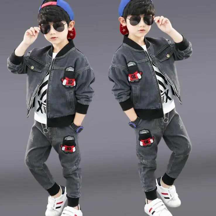 Children\'s clothing boy suit 2024 new children\'s foreign style spring and autumn handsome boy jacket + pants 2 piece set