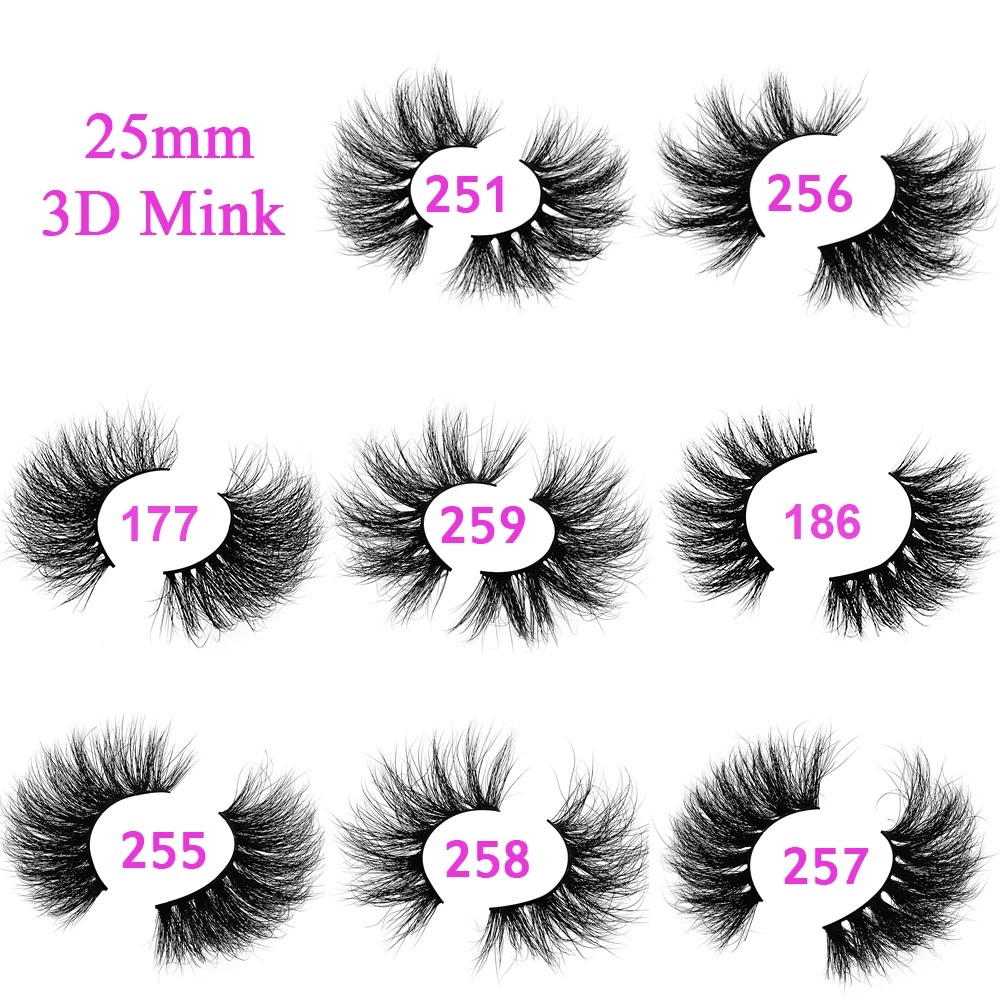 25mm Mink Eyelashes Dramatic Bulk Items 3D Mink Lashes 6D Natural Long Curly Eyelash Extension False Eyelashes Wholesale Makeup