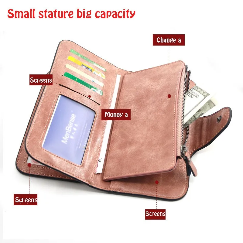 Women\'s wallet made of leather Wallets Three fold VINTAGE Womens purses mobile phone Purse Female Coin Purse Carteira Feminina