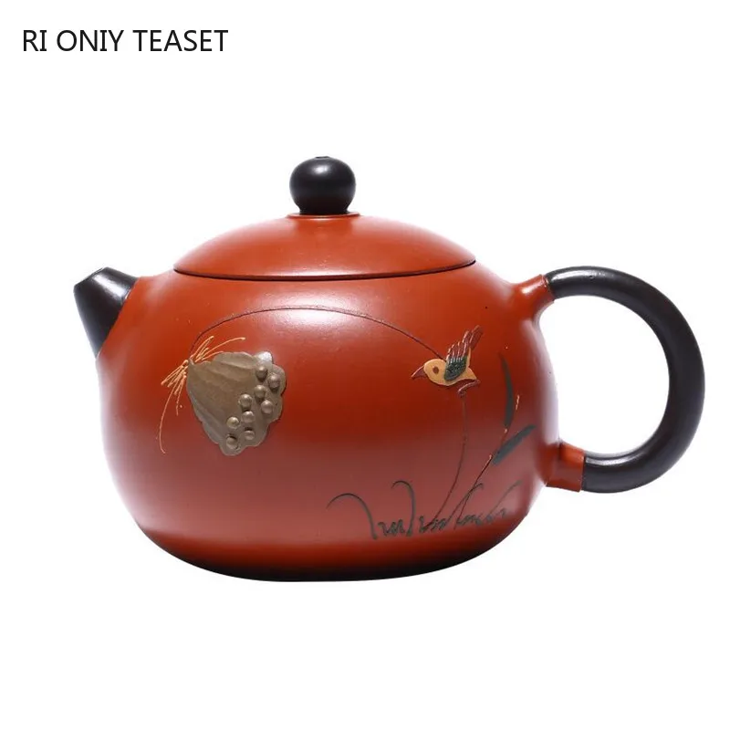 

240ml Yixing Famous Handmade Purple Clay Teapots Lotus Pattern Xishi Tea Pot Beauty Kettle Chinese Dahongpao Tea Set Gifts