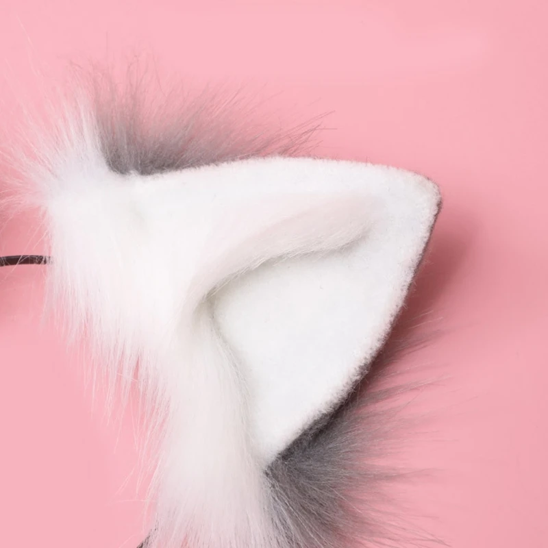 Cosplay Roupa Vrouwen Anime Kat Wolf Oren Hoofdtooi Staart Set Pluche Hoofdband Anime Voor Tail Chinese Haaraccessoires