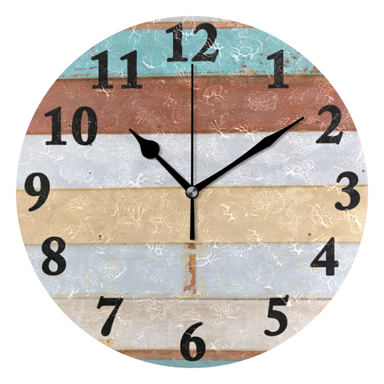 

Colorful Striped Print Round Wall Clock Silent Non-Ticking Wall Watch Battery Operated Quiet Desk Clock Modern Home Decoration