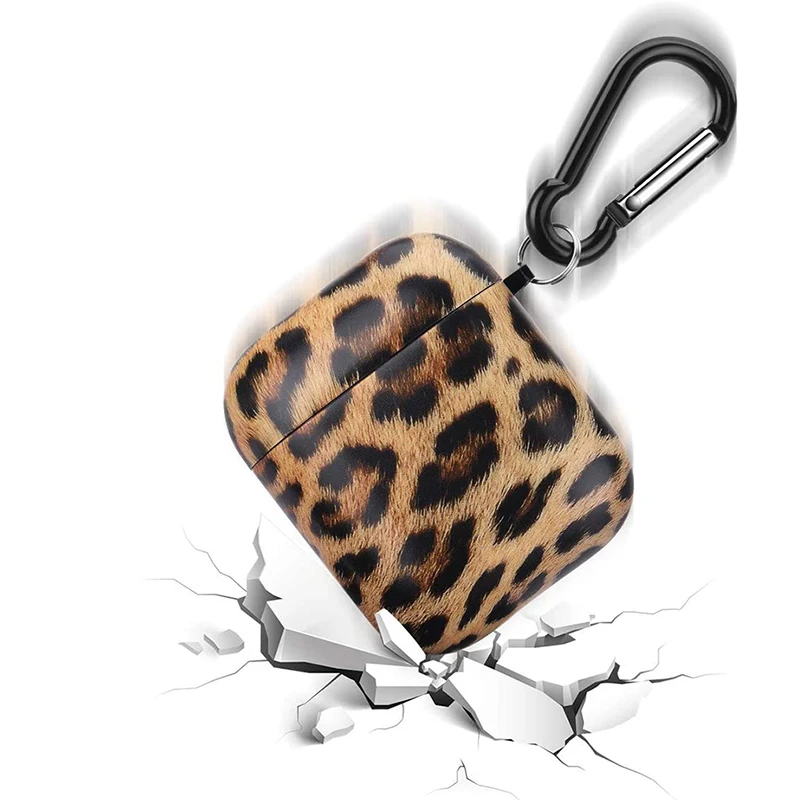 Luxury leopard print soft Silicone Case For apple Airpods 1 2 Bluetooth headset Protective Earphone Fashion sexy Keychain cover