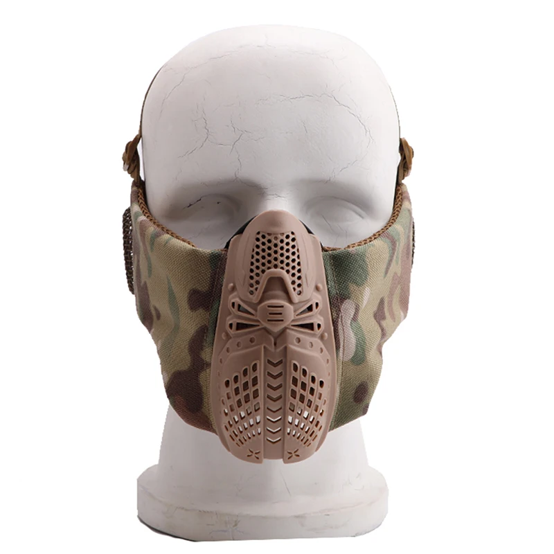 Airsoft Tactical Half Face Protective Mask Mesh Lower Face Mask With Ear Protection Hunting CS Shooting Military Paintball Masks