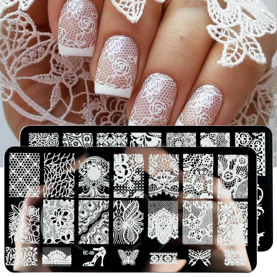 Lace Nail Stamping Plates Mandala Geometric Flowers Nail Art Stamp Templates Polish Printing Stencils Manicure Tools