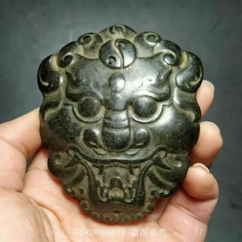 Chinese Red mountain culture collection meteorite carving Tiger head Pendant