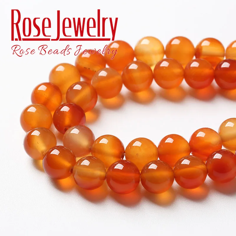 Natural Red Agates Beads Carnelian Round Loose Stone Beads For Jewelry Making DIY Bracelet Accessories 4 6 8 10 12mm 15\'\' Inches