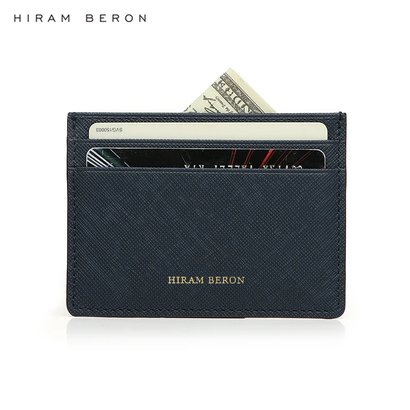 Hiram Beron Personalizes Gift for Men Saffiano Leather from Italy Pocket Wallet Luxury Brand Mini Case Dropship