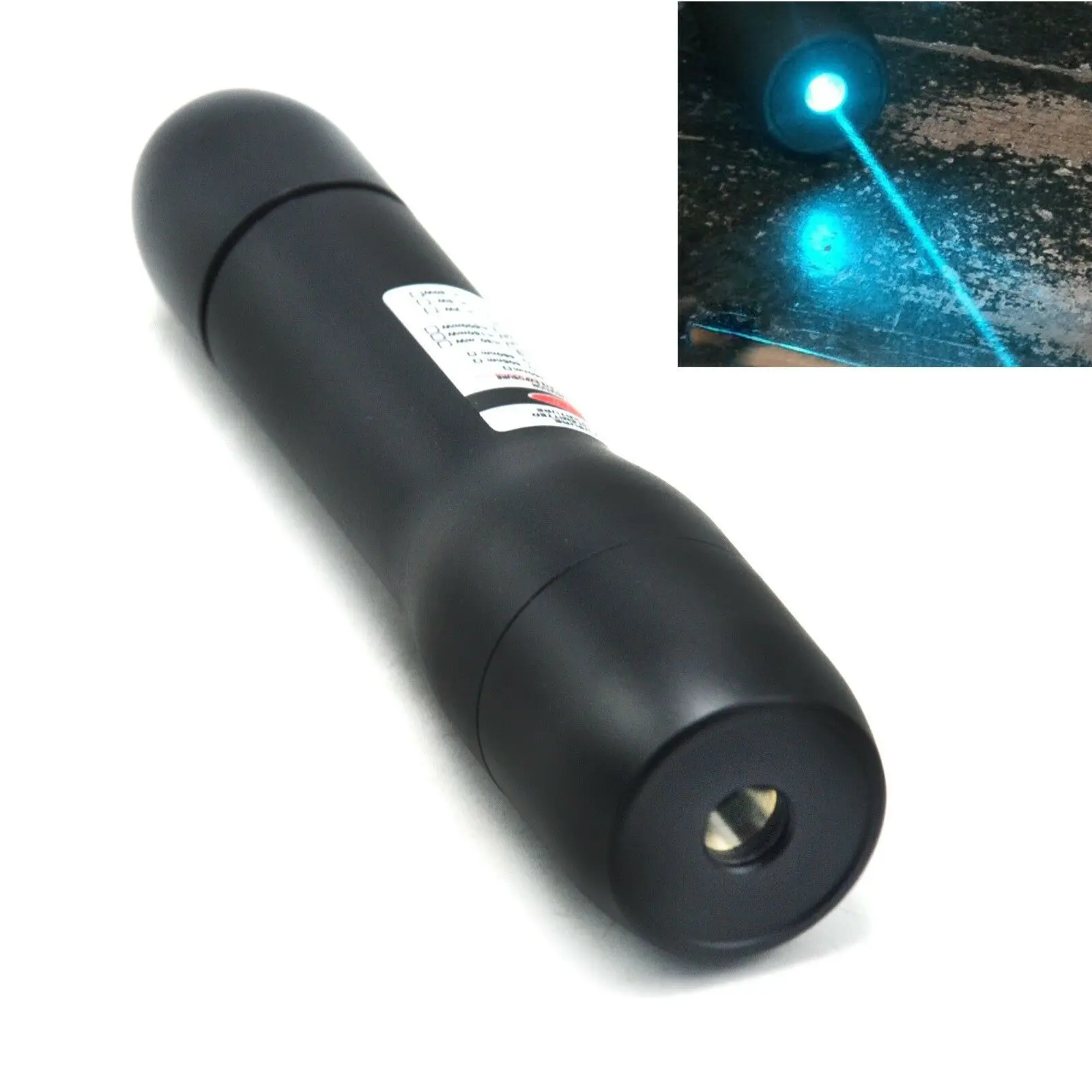 488nm Cyan-Blue Dot Ray Laser Pointer Waterproof Focusable Handheld Flashlight