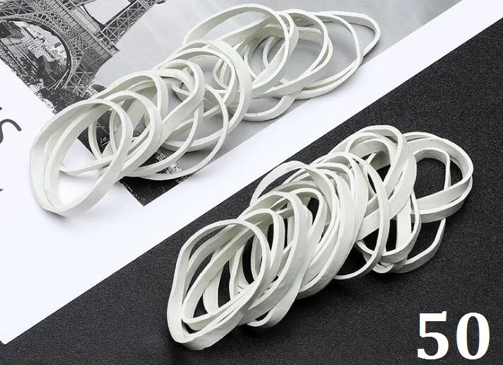 50Pcs Diameter 40mm White Rubber Band Elastic Width 5mm Rubbers For Packing Packaging