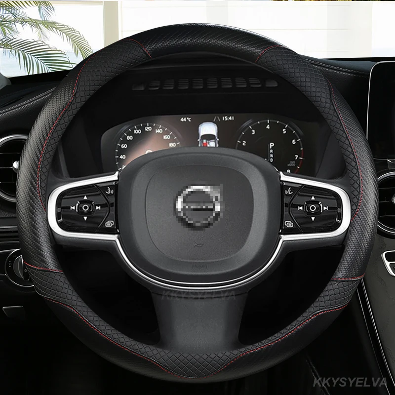 Carbon Fiber Leather Car Steering Wheel Cover Non-slip for Volvo XC40 XC60 XC90 V40 S90 S80 S60 S40 Auto interior Accessories