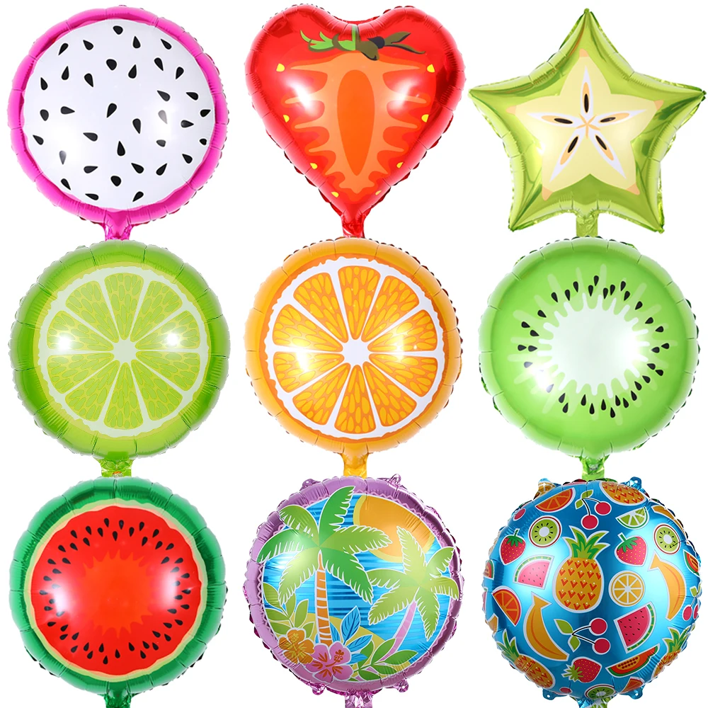 10Pcs 18Inch Sliced Fruit Foil Balloons Artificial Fruit Balloons Lemon Orange Kiwi Helium Globos Summer Party Supplies Kids Toy