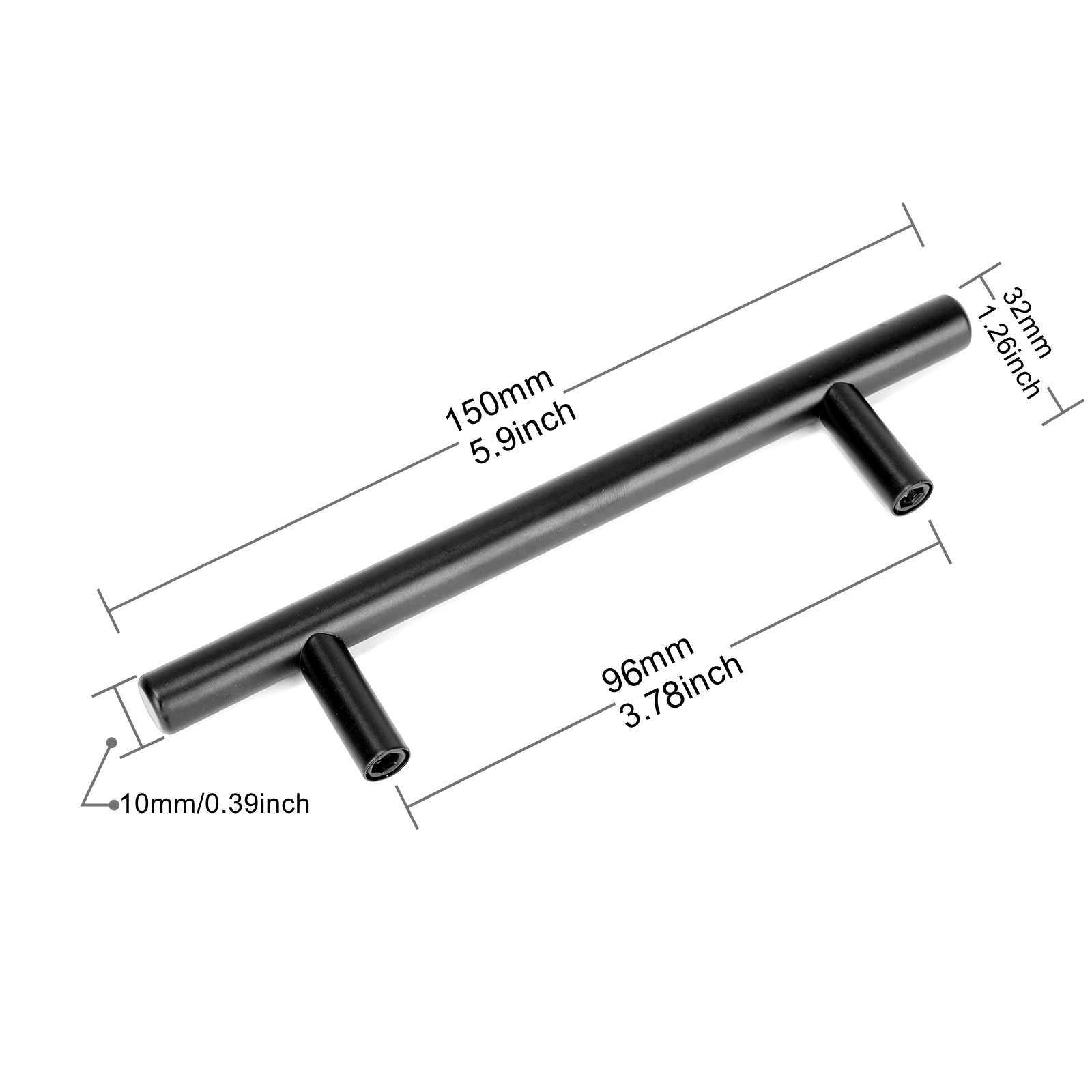 4 sztuk/partia 5.9 'Matte czarne uchwyty ze stali nierdzewnej (3.78 ''Hole Center) ze śrubami do szafki kuchenne, szuflady meblowe ciągnie