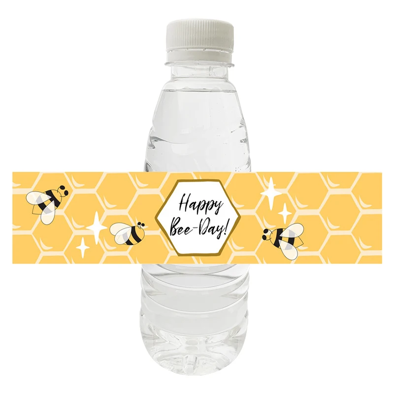 10 sztuk, spersonalizowane etykiety na butelki wody Happy Bee Day naklejki z okazji urodzin miód pszczoła Party dekoracje na Baby Shower Kids Toy