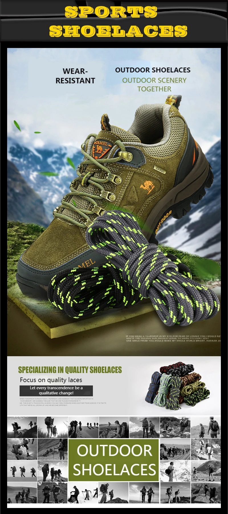 Outdoor-Wanderschnürsenkel, runde Schnürsenkel, hochdicht gewebt, feine Textur, für Martin-Stiefel, schwarz-weiße Schnürsenkel, Unisex, 1 Paar – Detail 1