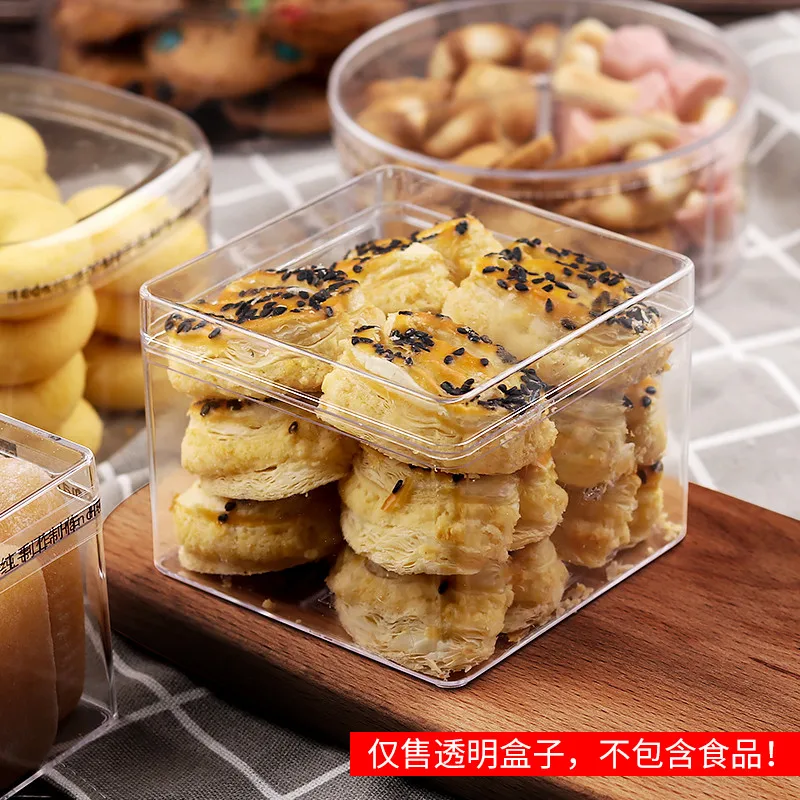 10pcs High quality cookies biscuits snack box hard plastic packaging boxes party gift box cake pastry dessert cups with lids