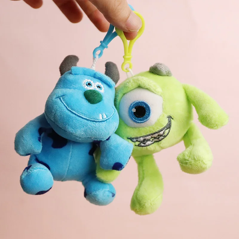 2Pcs 11cm Disney Monsters Inc Toy Sullivan Keychains For Backpacks Plush Mr.Q Mike Models Kawaii Holiday Gift Kids Dolls Girls