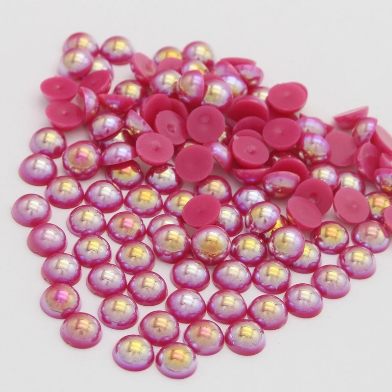 3/4/6/8/10/12mm Half Round Beads White Red Green Purple Pearls Loose Spacer Beads for Jewelry Making DIY