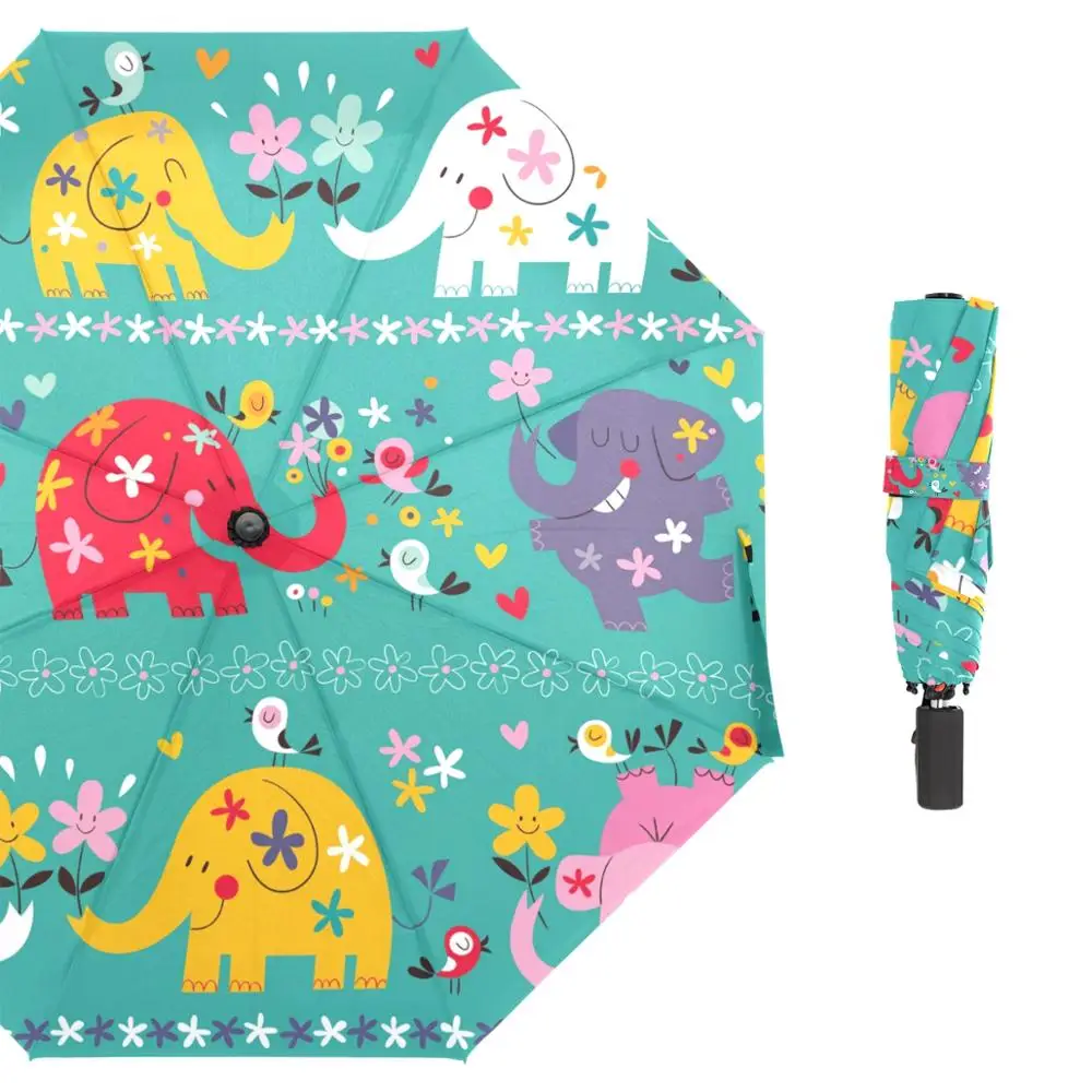 

Детские зонтики с милым слоном, три складных зонта от дождя с животными, неавтоматический ветрозащитный портативный зонт для детей