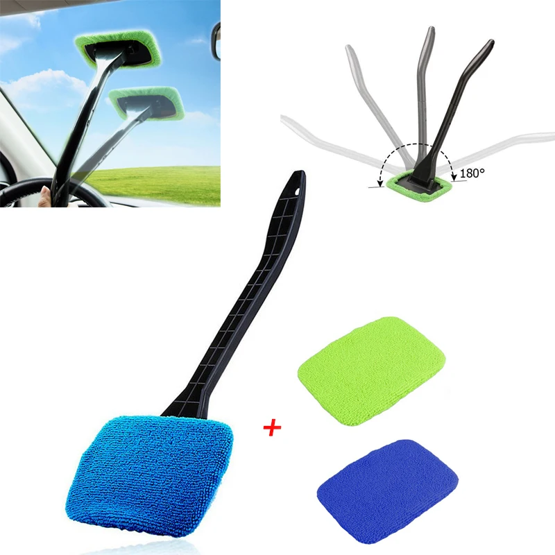 Car Windshield Cleaner Brush Kit Windshield Wiper Cleaning Wash Tool Inside Interior Auto Glass Cleaning Wash Tool Long Handle