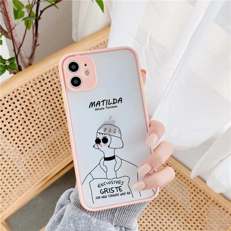 JAMULAR Cartoon Killer Leon Uncle Girl Couple Phone Case For iPhone 7 11 13 Pro 12 XS MAX X XR SE20 8 6 Plus Transparent Cover