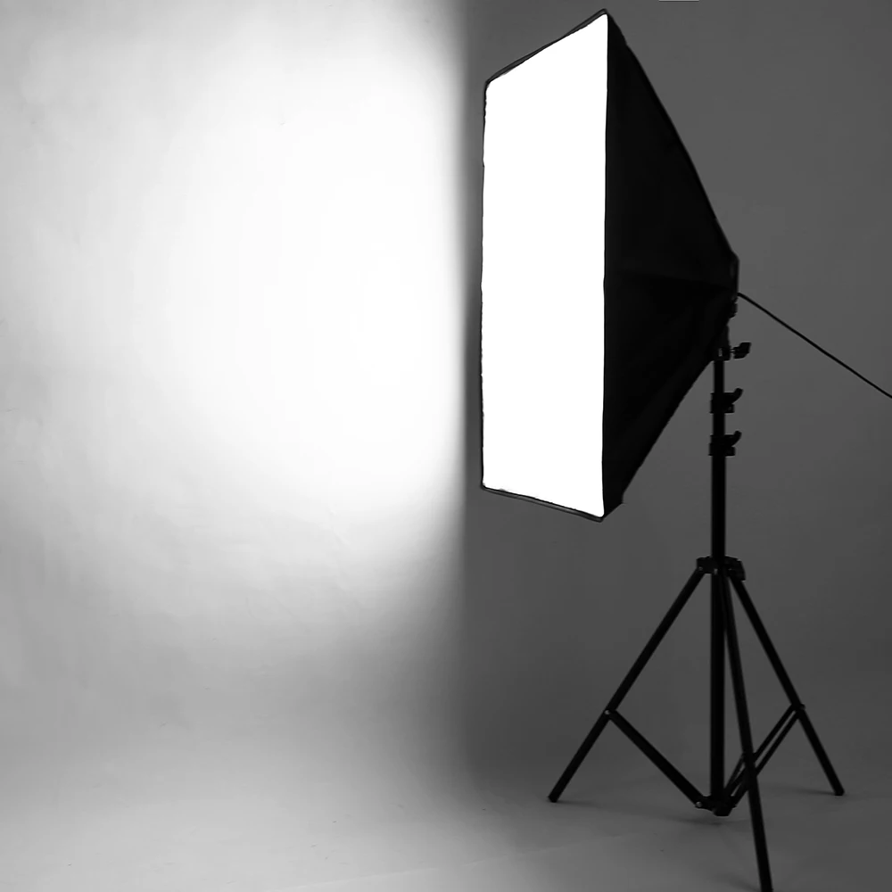 Iluminación de fotografía con soporte de trípode de luz, Softbox de estudio fotográfico, Bombilla de lámpara LED regulable de 50W, para cámara y teléfono, 2m, 50x70CM